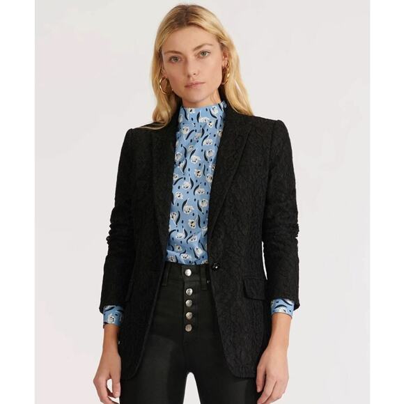 Veronica Beard Black Ashburn Jacket Lace Blazer Size 6 - Picture 1 of 13